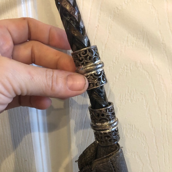 Brighton metallic slate grey hobo bag with sterling silver plated strap detail - Picture 7 of 14